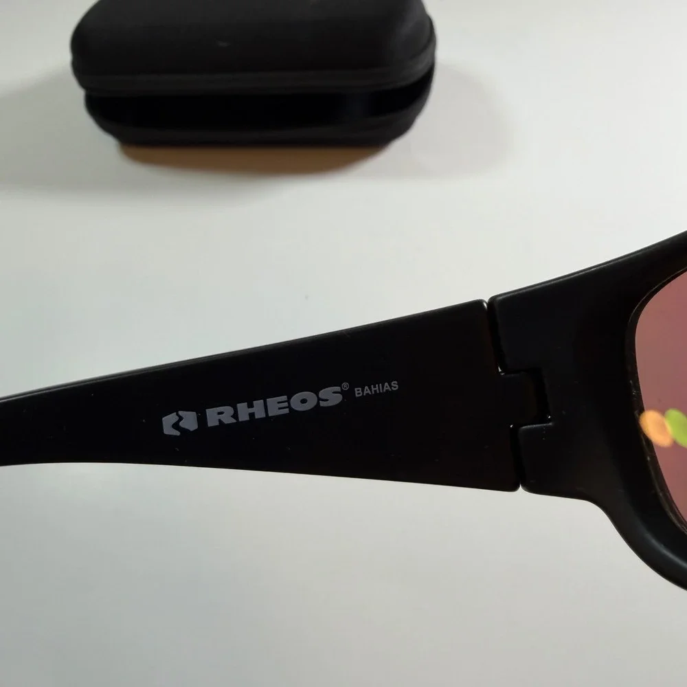 Rheos Bahias Floating Sunglasses Black Blue Mirror Polarized